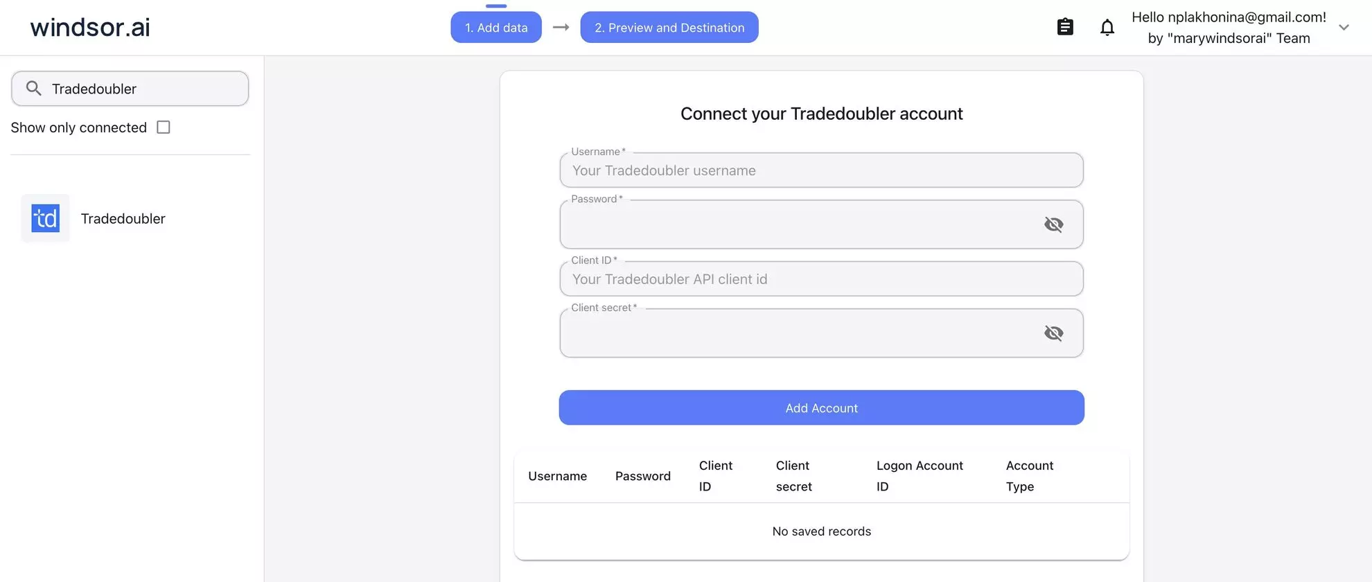 Tradedoubler data source Windsor