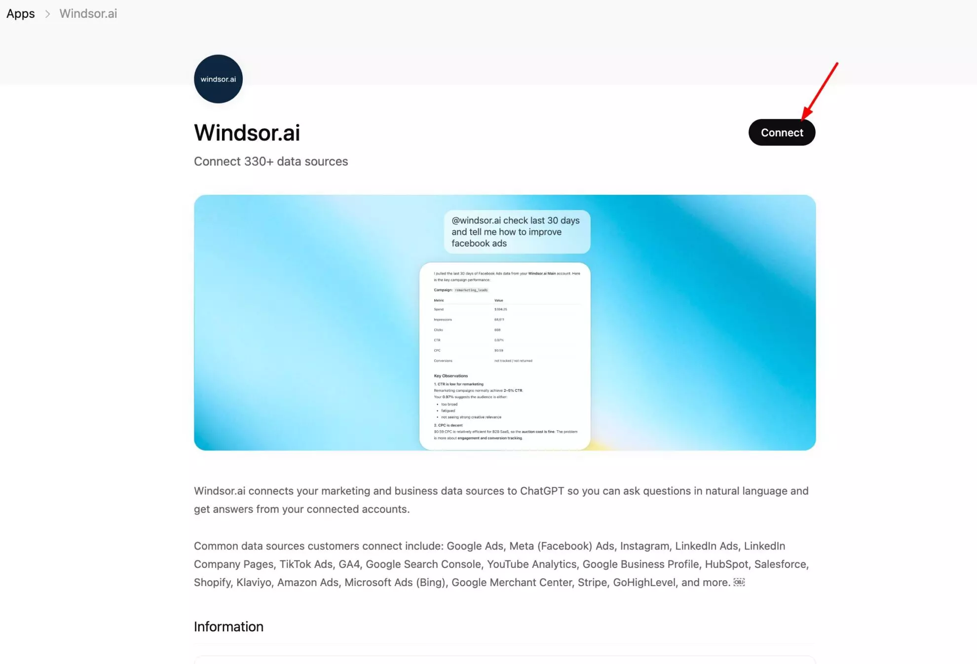 connect windsor.ai for chatgpt