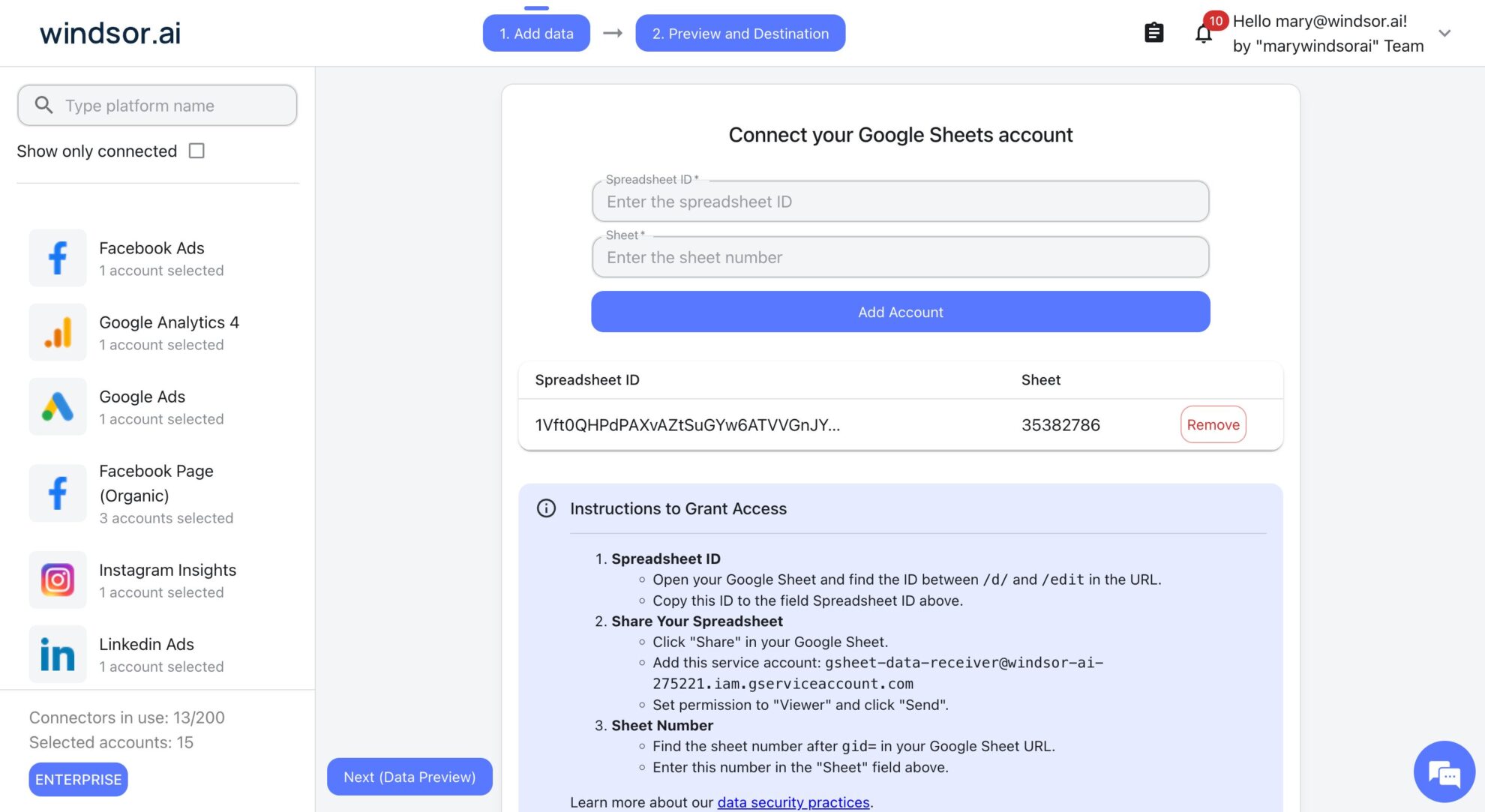 google sheets to claude windsor mcp
