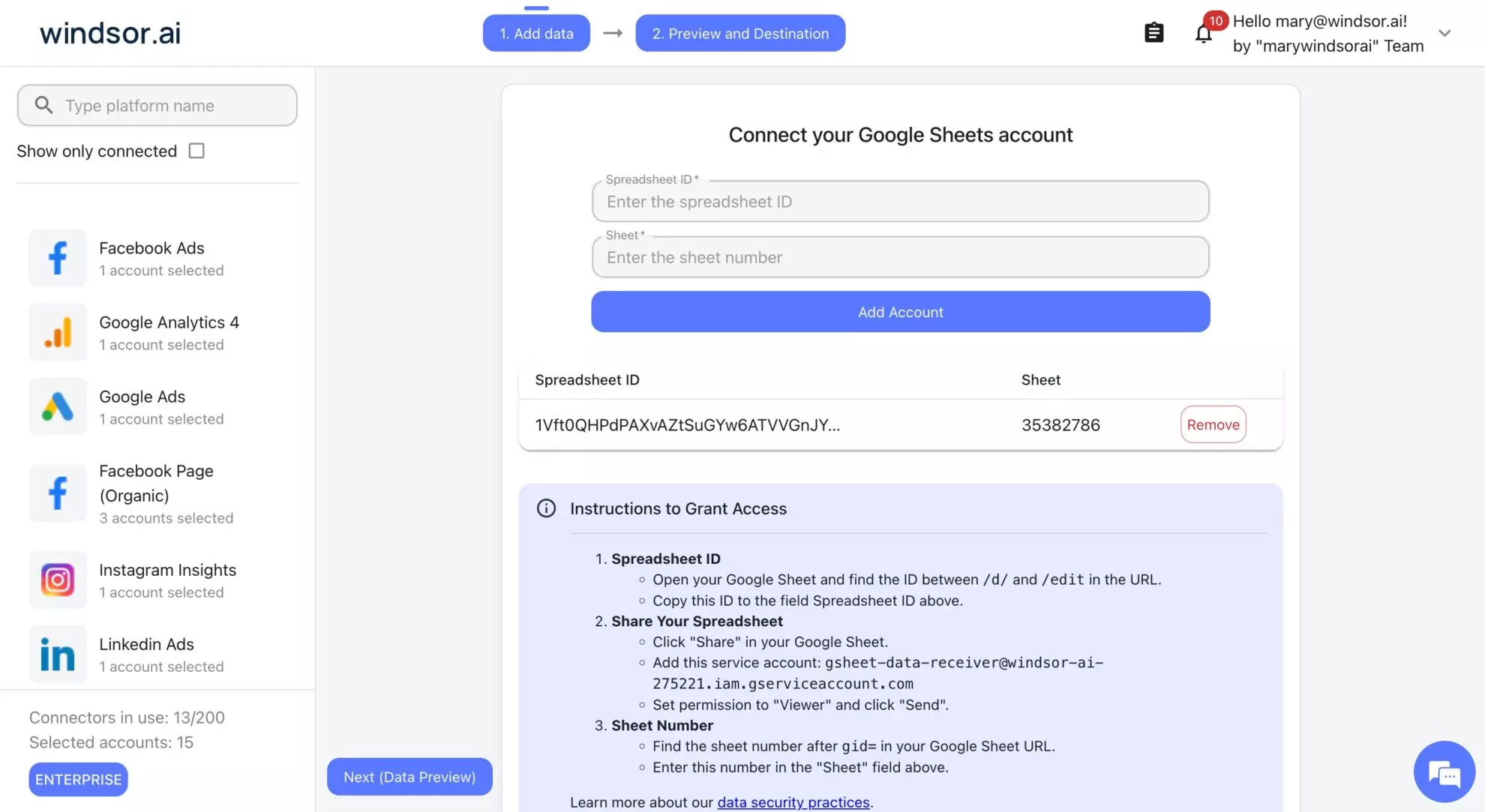 google sheets to claude windsor mcp