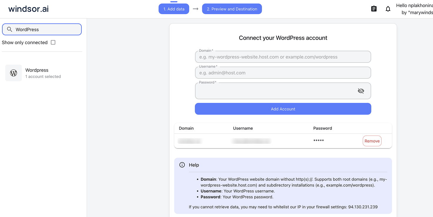 wordpress data source