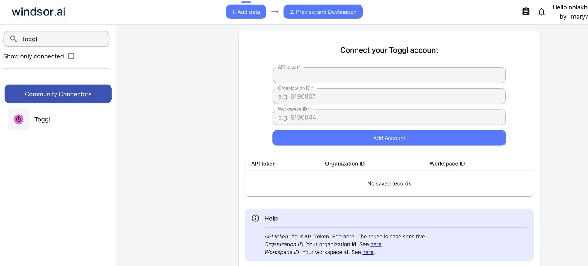 Toggl data source