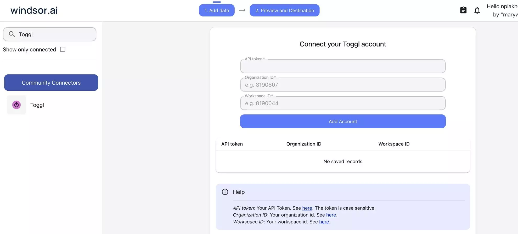 Toggl data source
