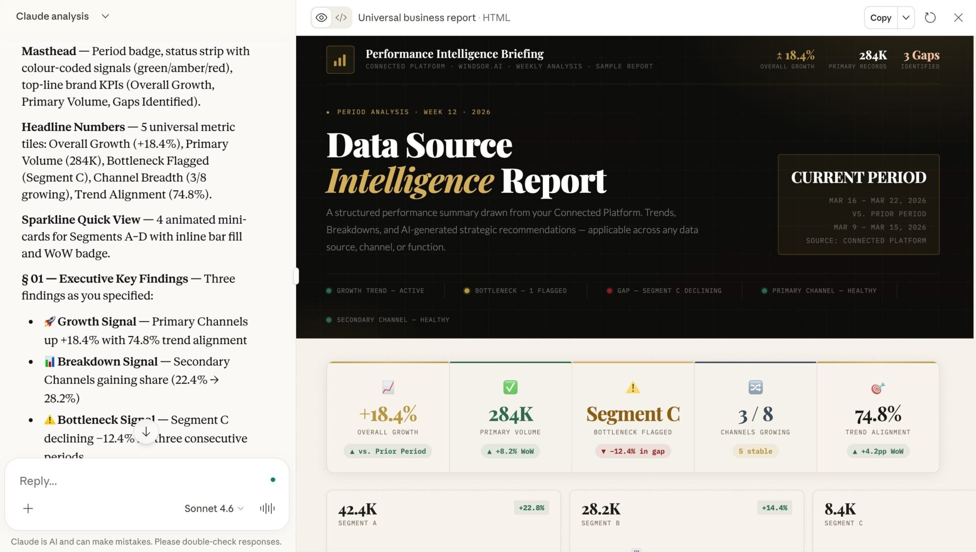 claude reporting with windsor mcp