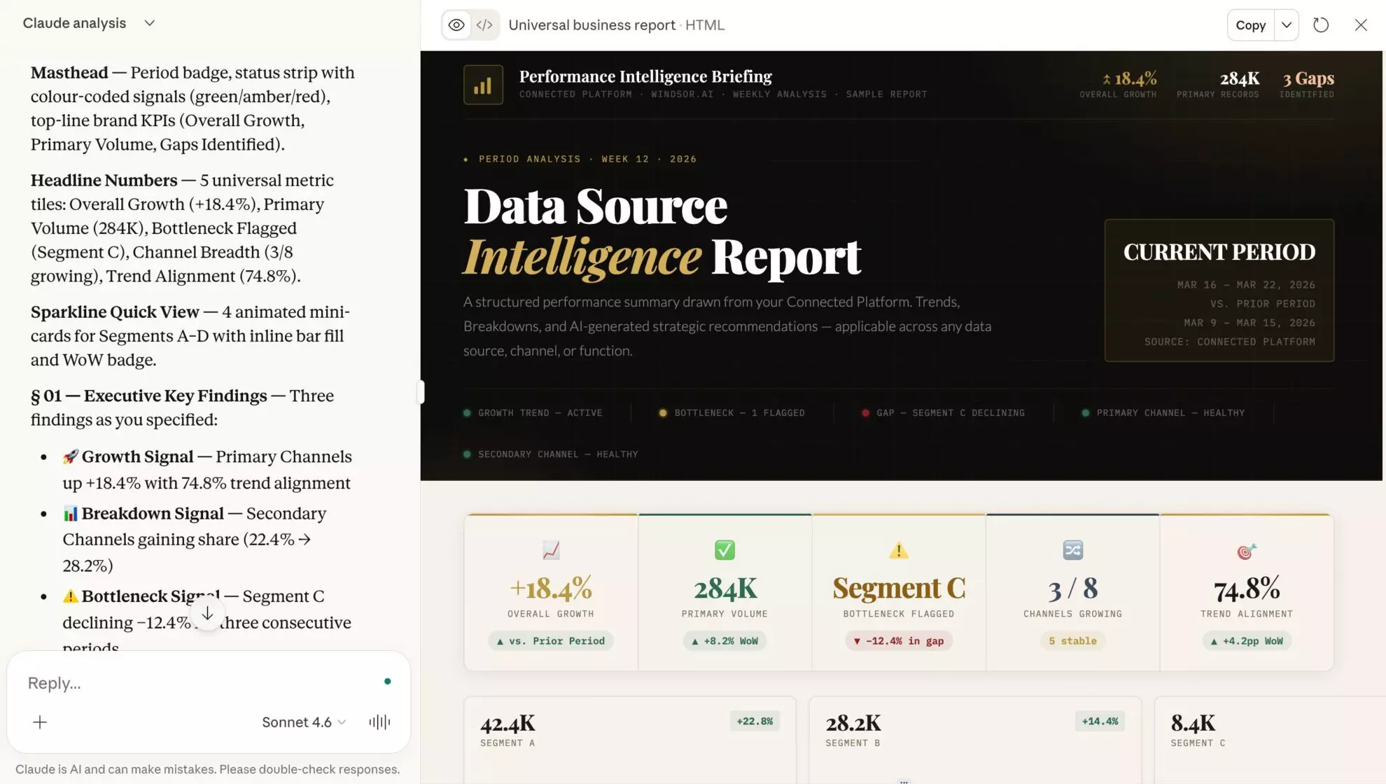 claude reporting with windsor mcp