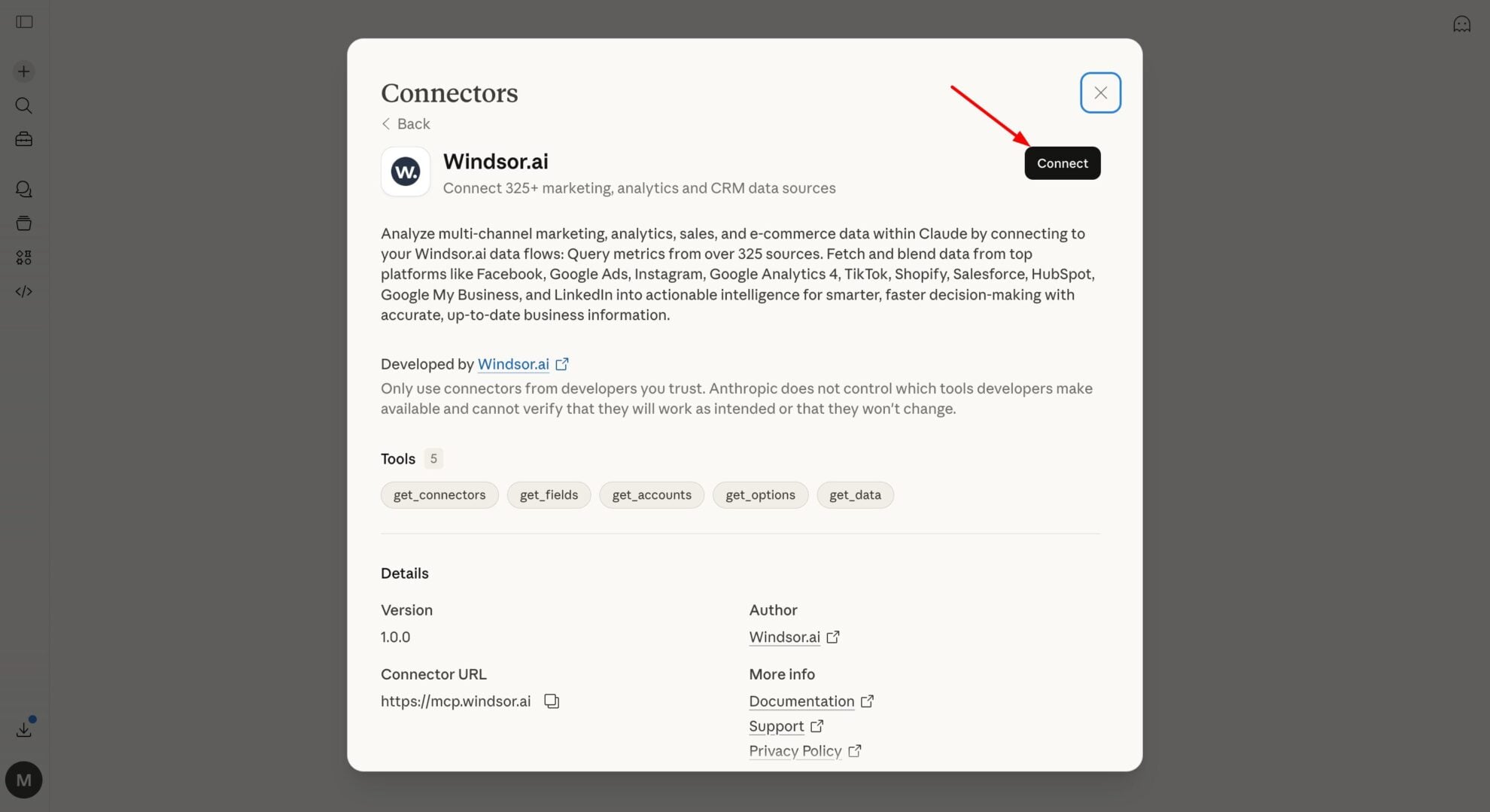 windsor.ai connector claude