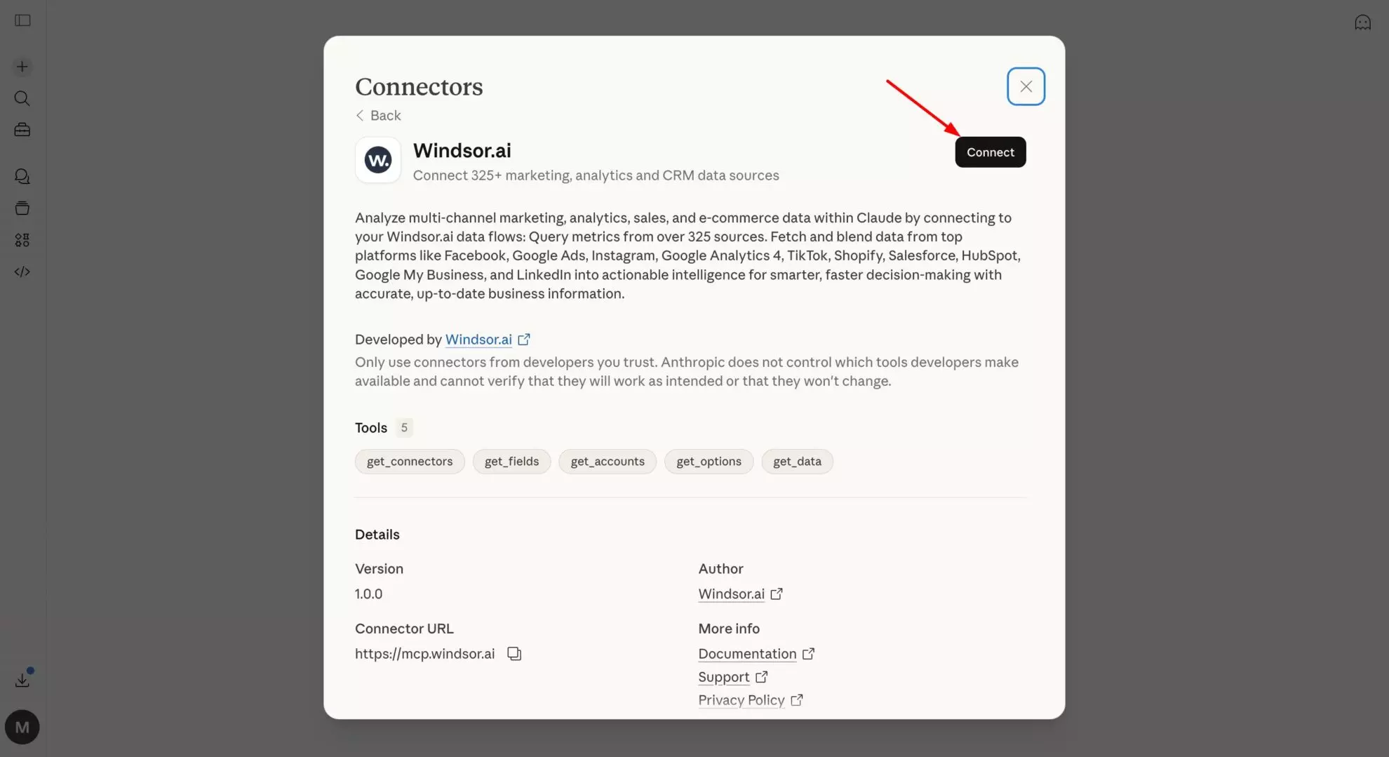 windsor.ai connector claude