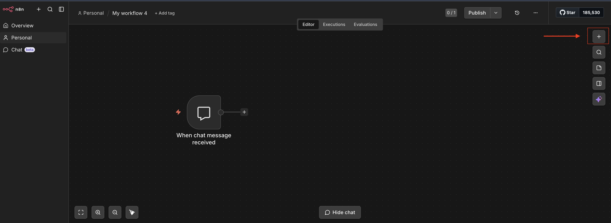 click add in n8n