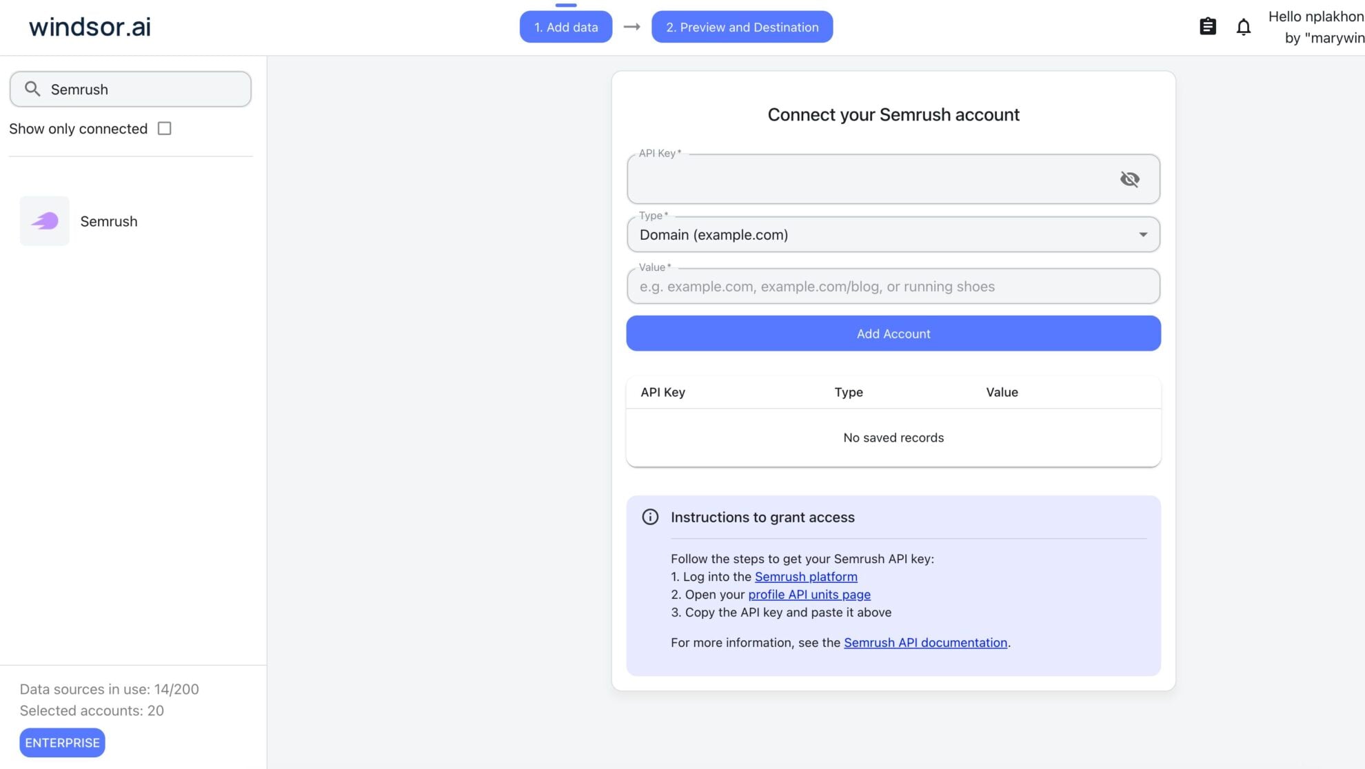Semrush data source