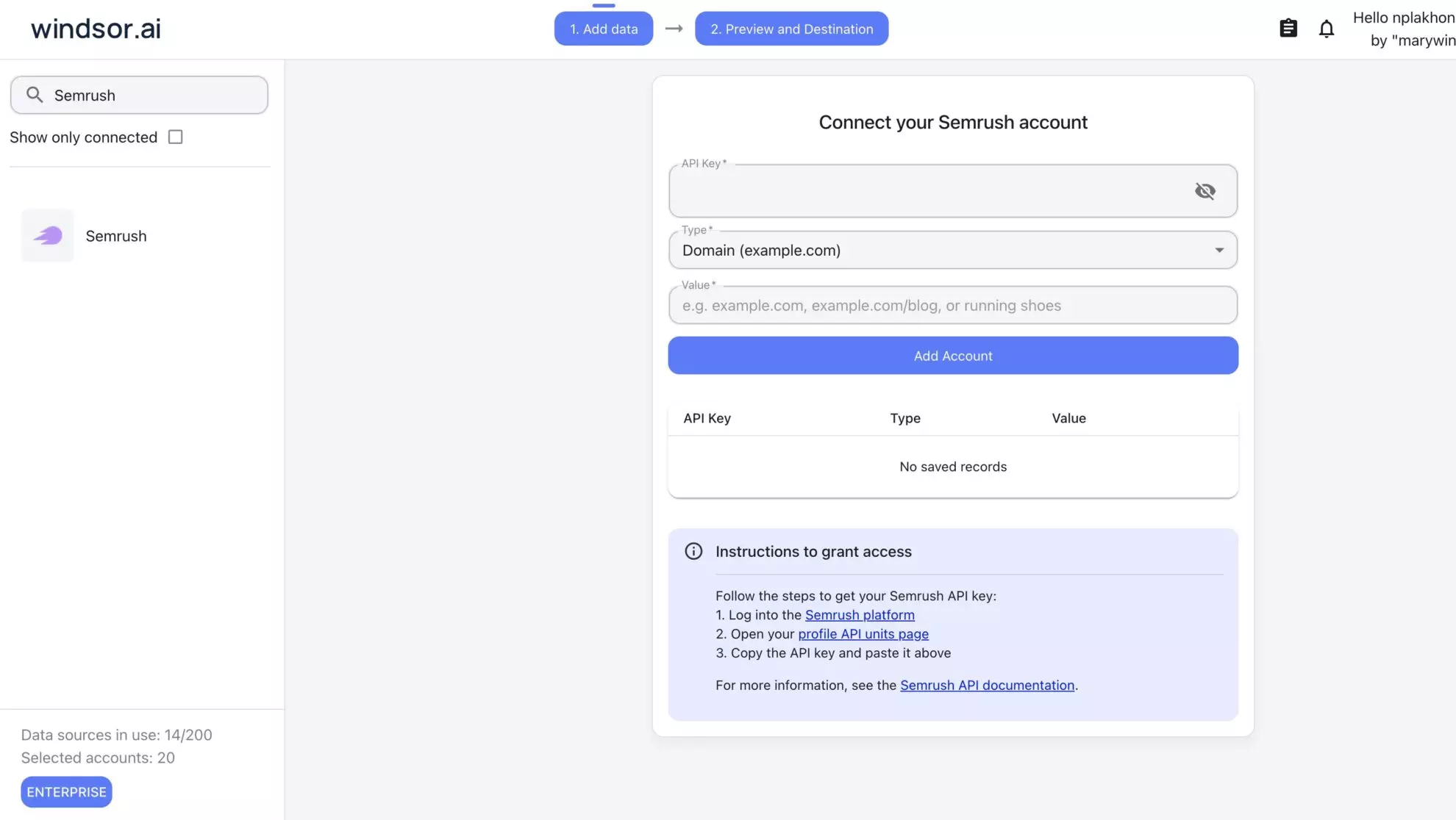 Semrush data source