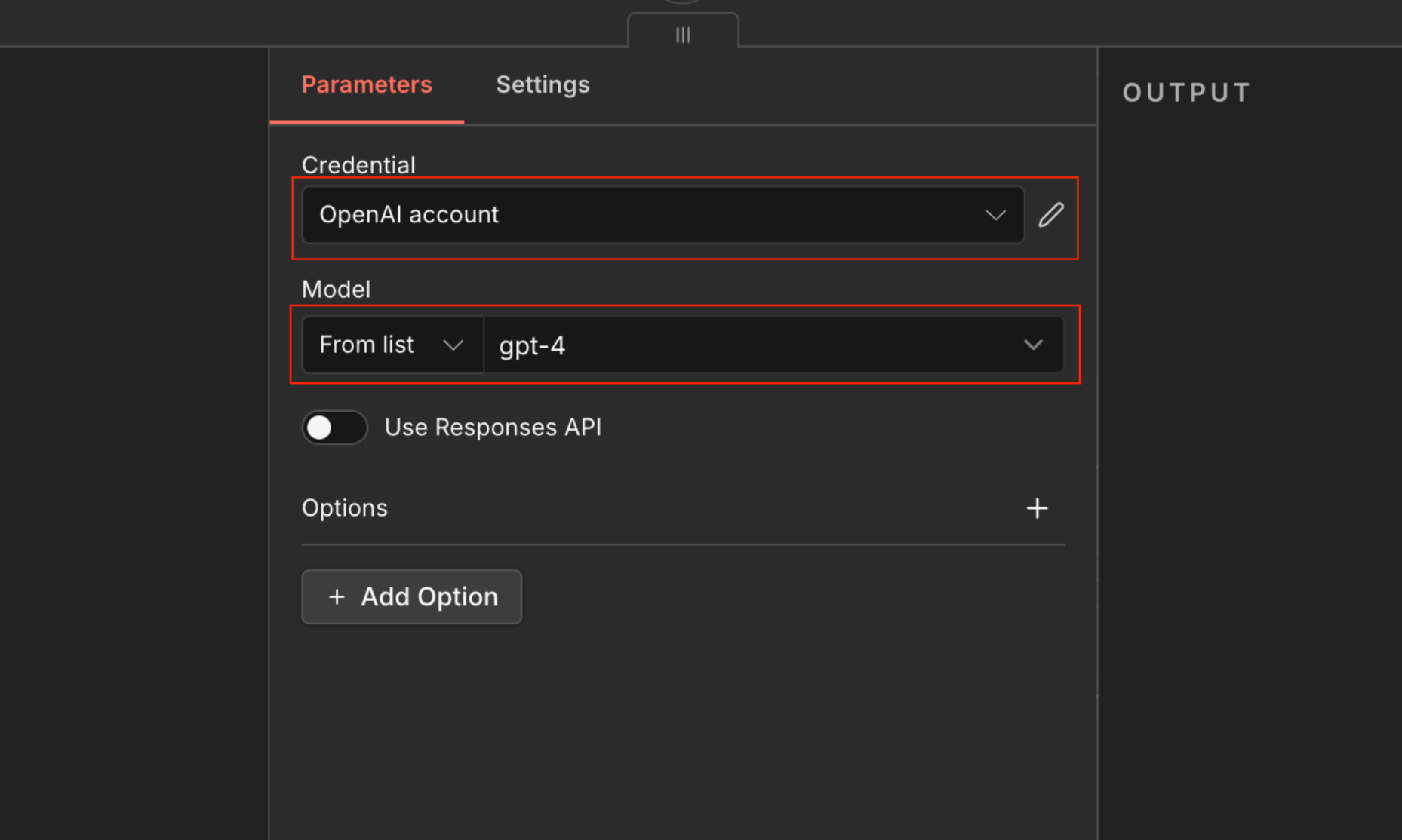 select openai model in n8n