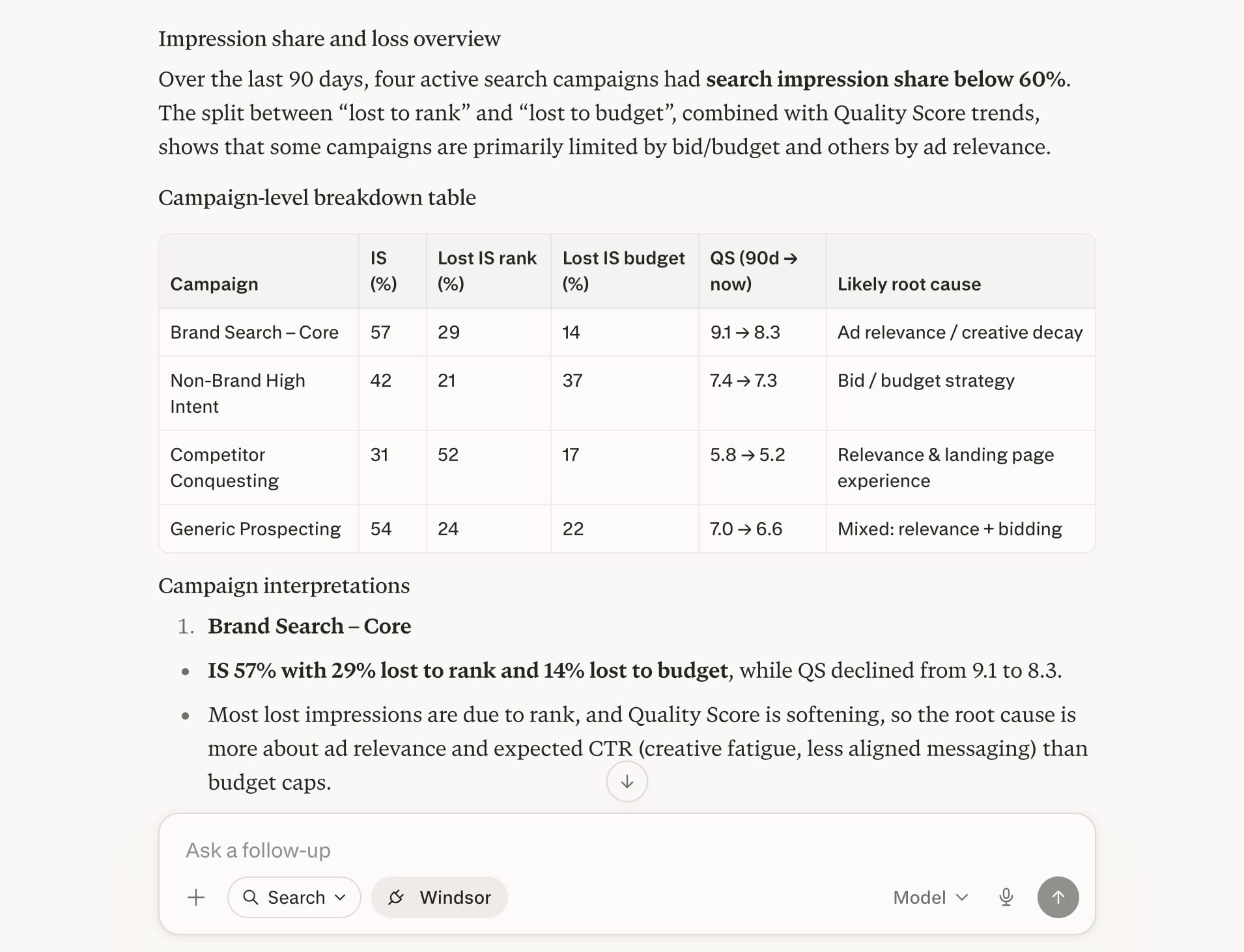 analyze Google Ads data in Perplexity