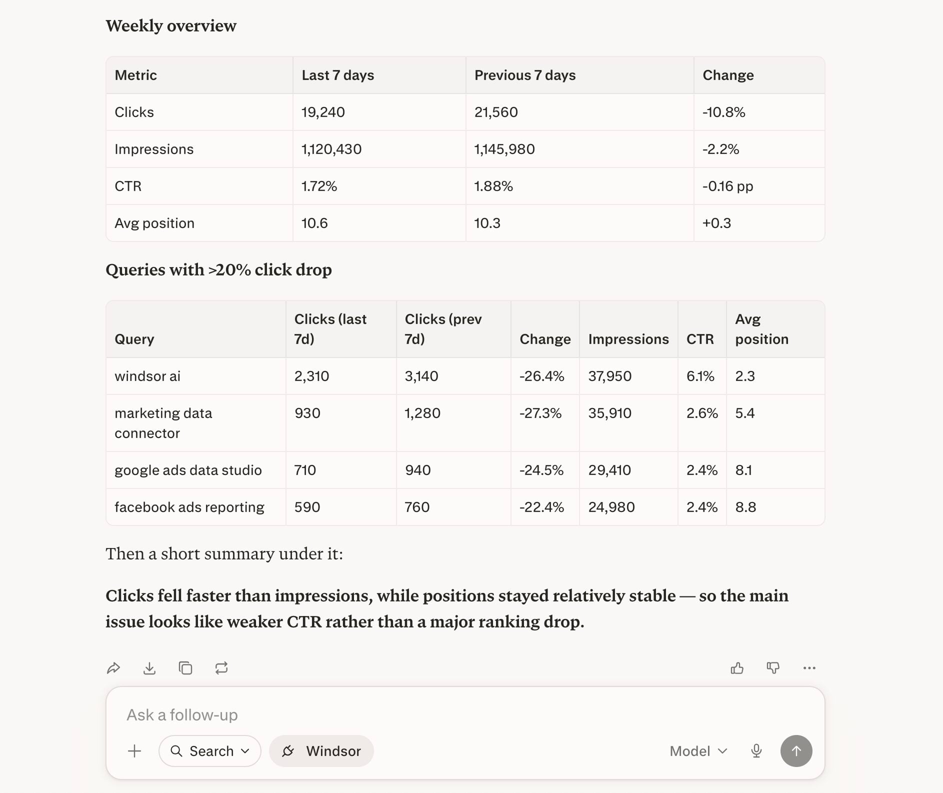 analyze gsc data in perplexity