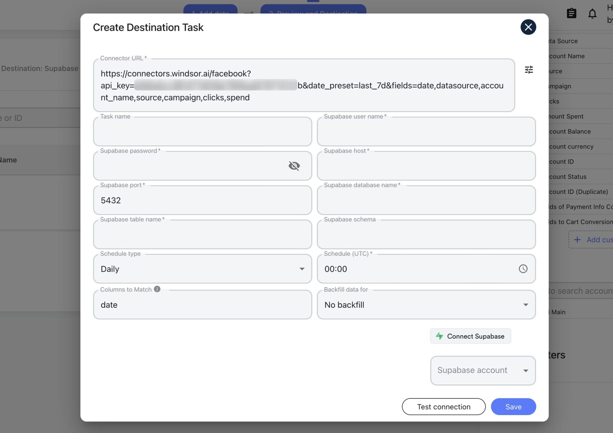 destination task supabase