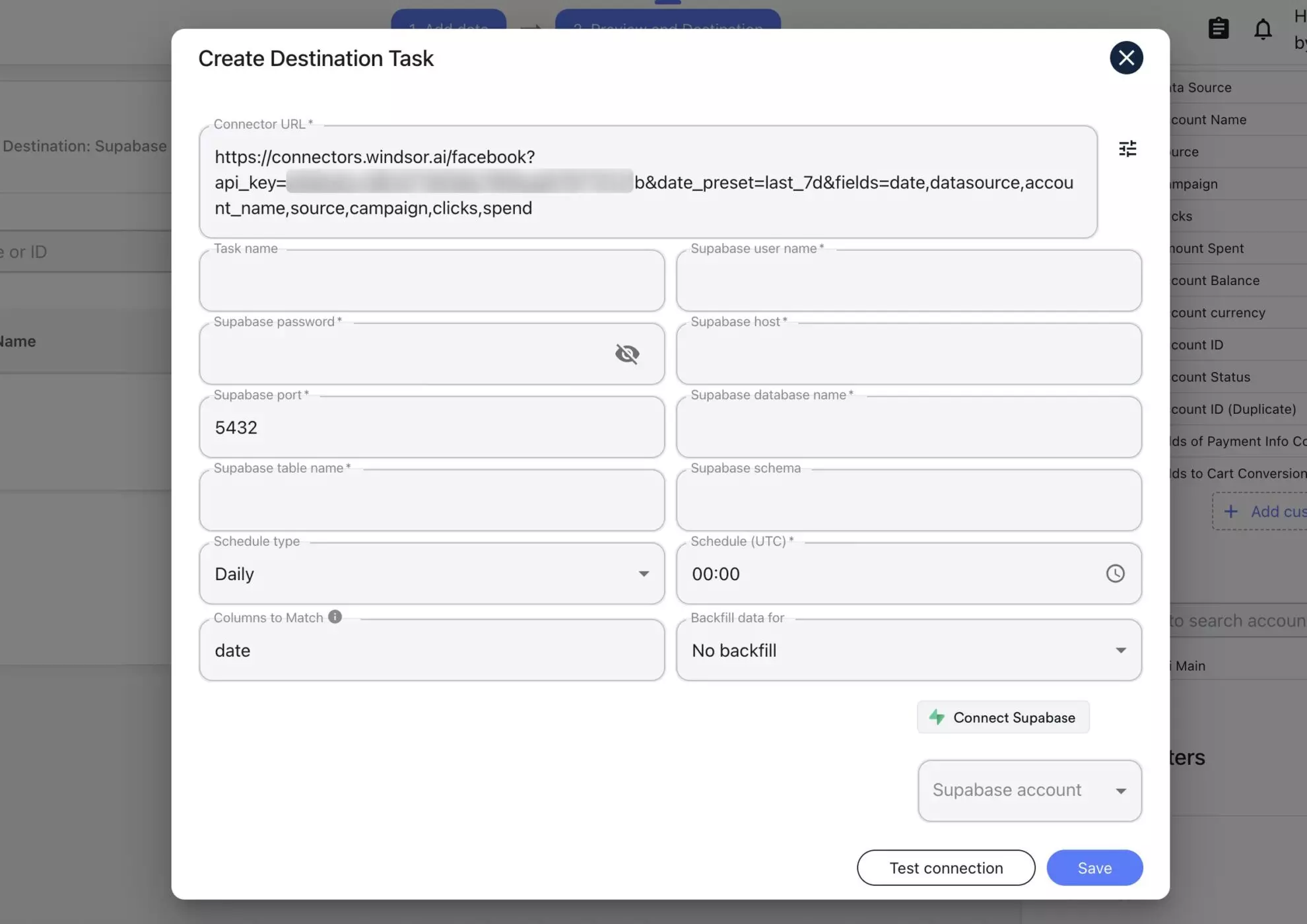 destination task supabase