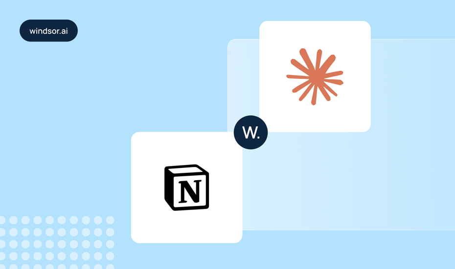 Notion and Claude logos on a Windsor.ai connector cover
