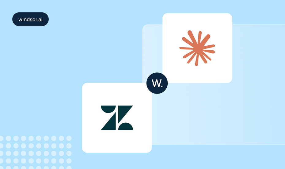 Zendesk Sell and Claude logos on a Windsor.ai connector cover
