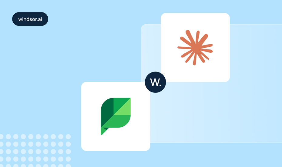 Sprout Social and Claude logos on a Windsor.ai connector cover