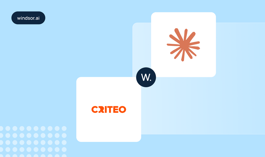Criteo and Claude logos on a Windsor.ai connector cover