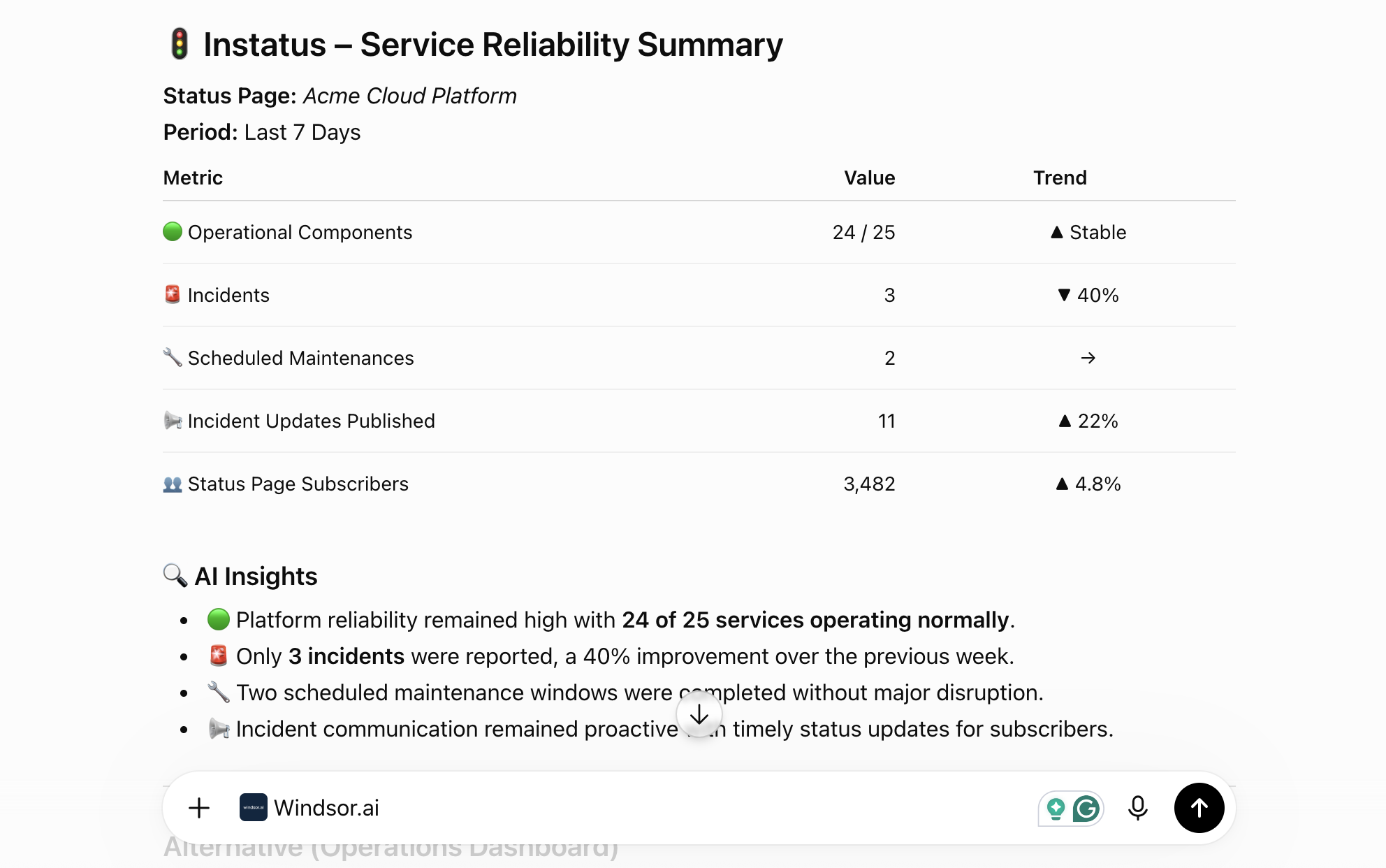 instatus data in chatgpt
