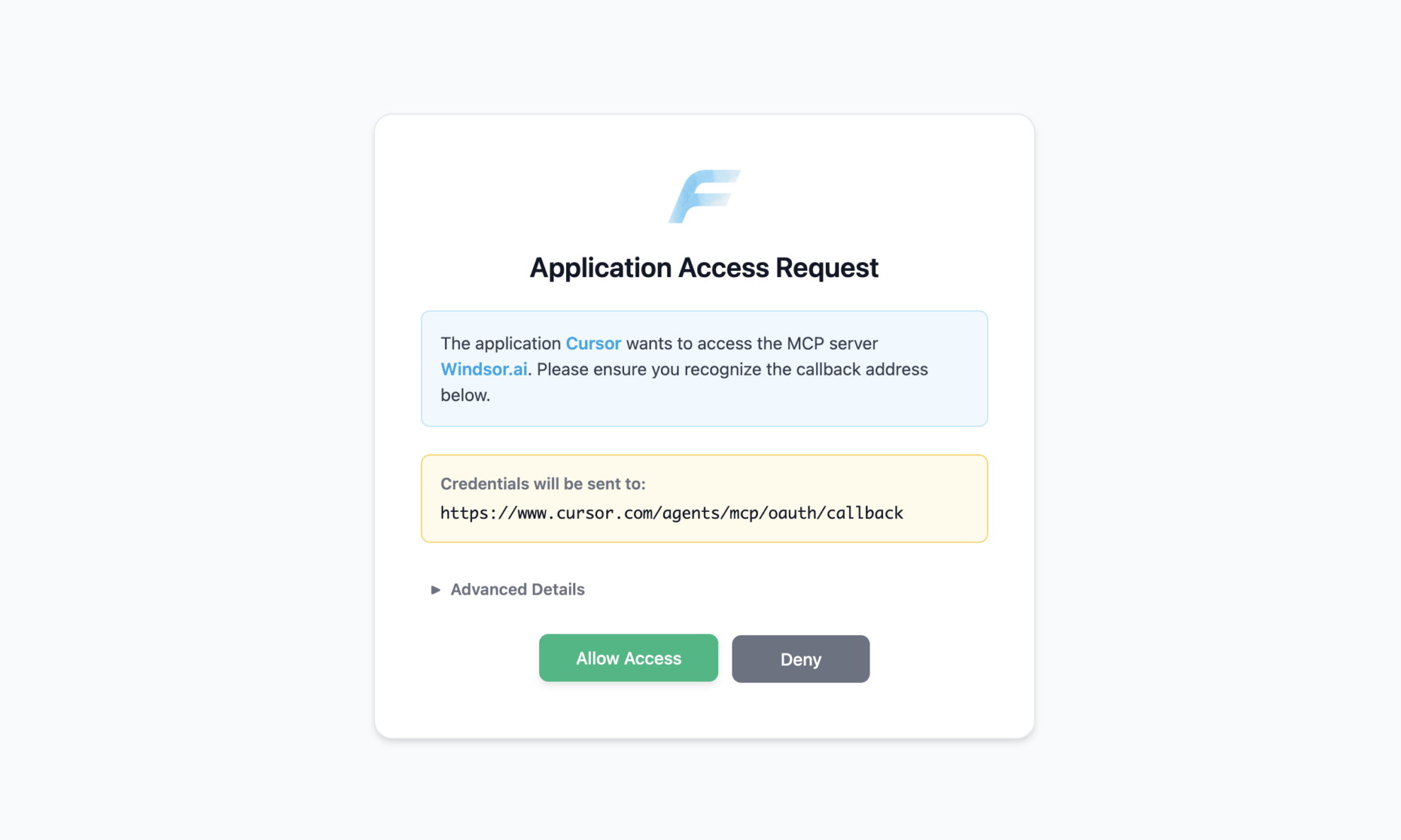 Cursor finish authentication