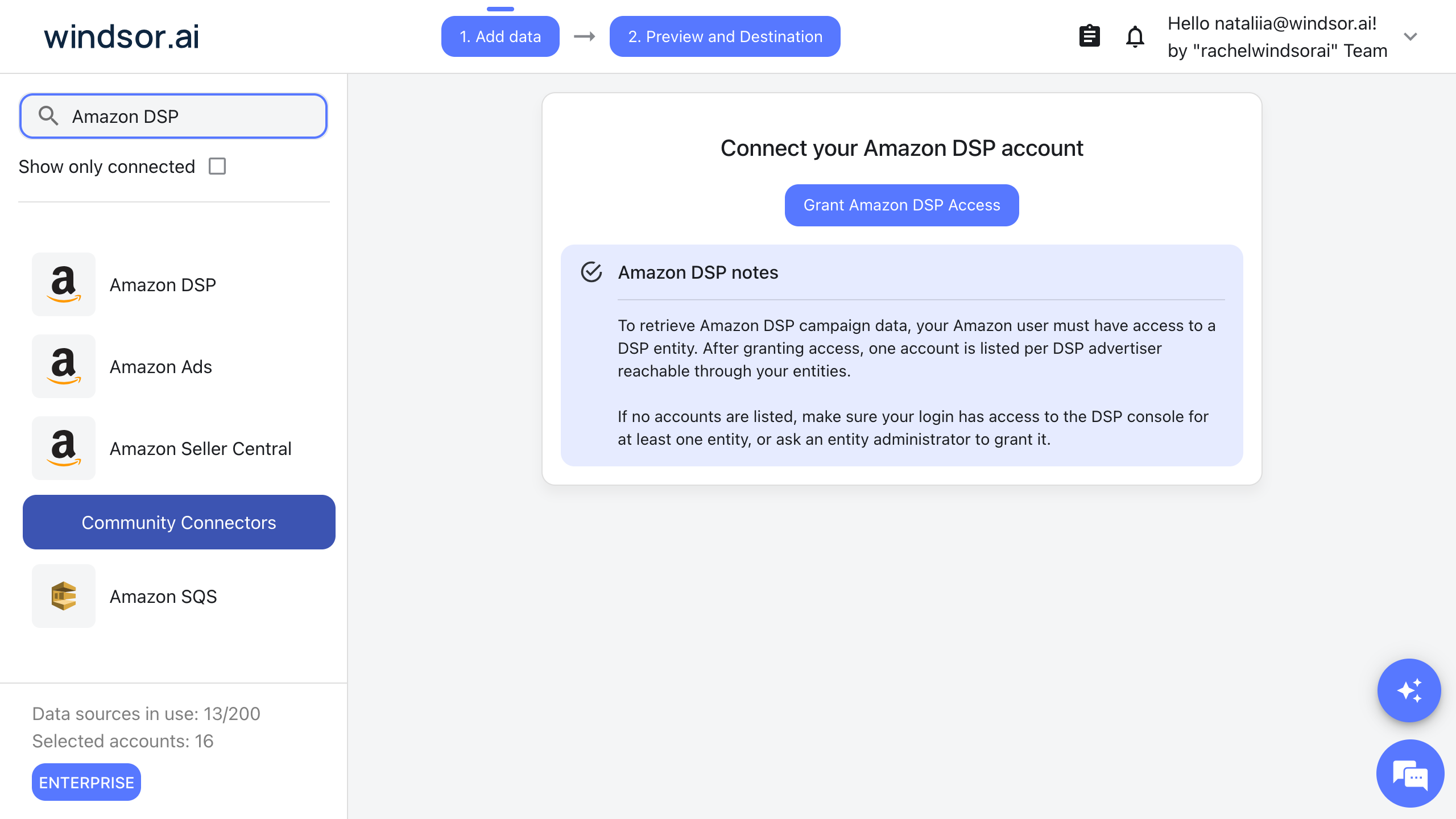 Amazon DSP data source windsor