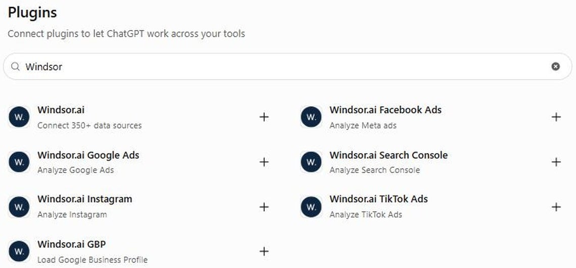 The Windsor.ai plugins in ChatGPT's plugin directory